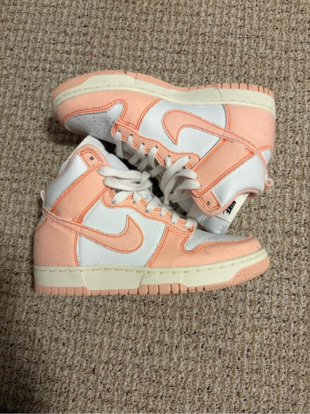 Nike Dunk High-Top Sneakers - White & Peach